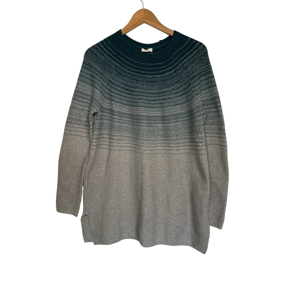 J. Jill Gray Ombre Tunic Sweater Womens Long Sleeve Pullover Knit Size Small